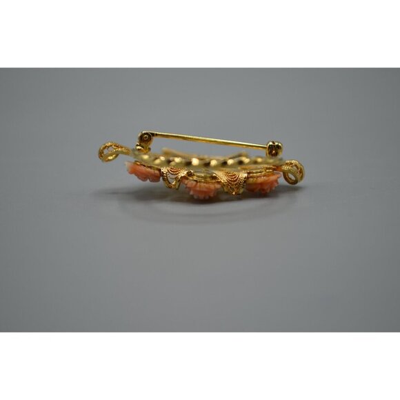 Sorrento Filigree Flower Basket Brooch 1/20 12K Gold Filled Signed Vtg Pin - Picture 10 of 11